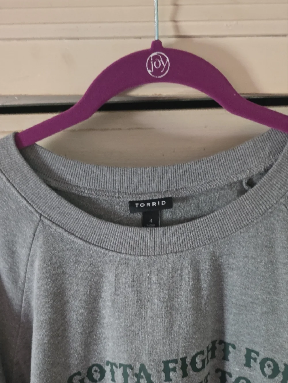 torrid Heather Gray Sweatshirt with Rainbow Striped Sleeves - Picture 2 of 3
